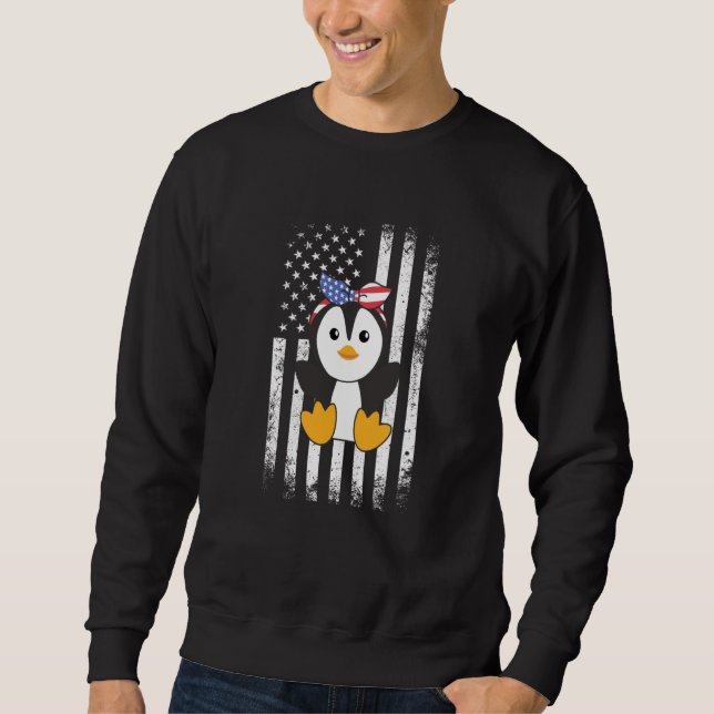 4th Of July American Penguin For Kids Cute Usa Pen Sweatshirt (Vorderseite)