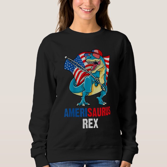 4th of July Amerisaurus Rex American Flag T Rex Di Sweatshirt (Vorderseite)