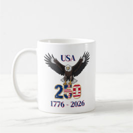 4th of July Anniversary 250 Years USA Bald Eagle Kaffeetasse