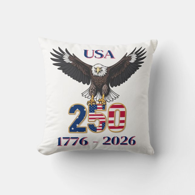 4th of July Anniversary 250 Years USA Bald Eagle Kissen (Vorderseite)