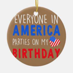 4th of July Birthday Gift Keramik Ornament