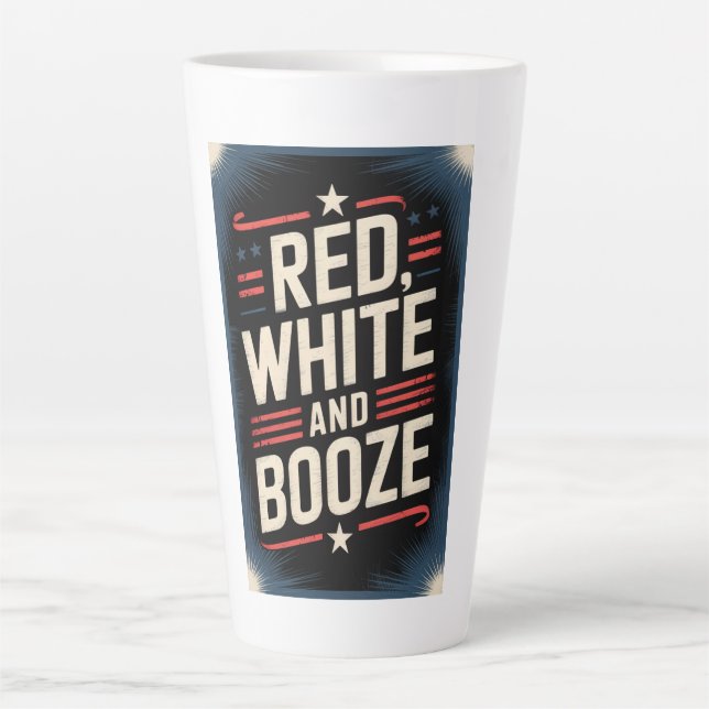 4th of July Booze Party | Red White and Booze Milchtasse (Vorderseite)