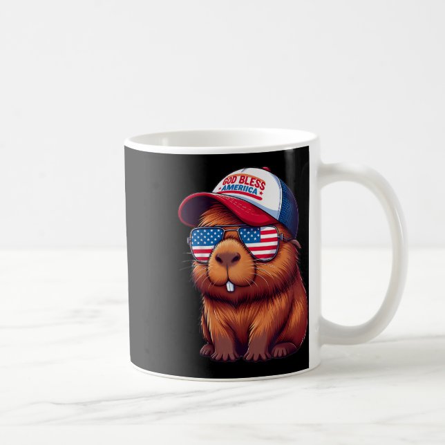 4th Of July Capybara – God Bless America Hat And P Kaffeetasse (Rechts)