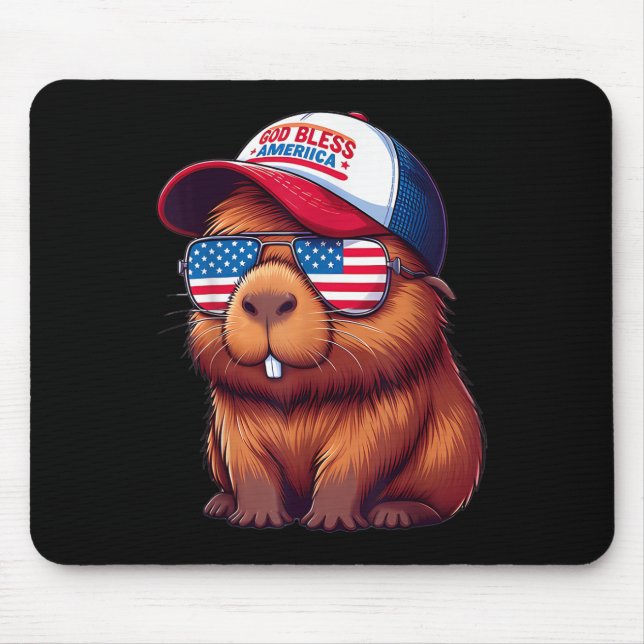 4th Of July Capybara – God Bless America Hat And P Mousepad (Vorne)