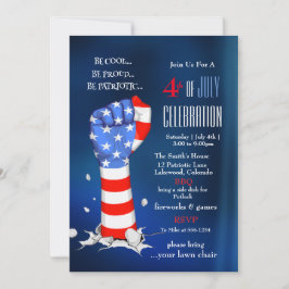 4th of July Celebration American Flag Fist Einladung