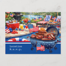 4th of July Celebration Barbecue Party invitation Postkarte