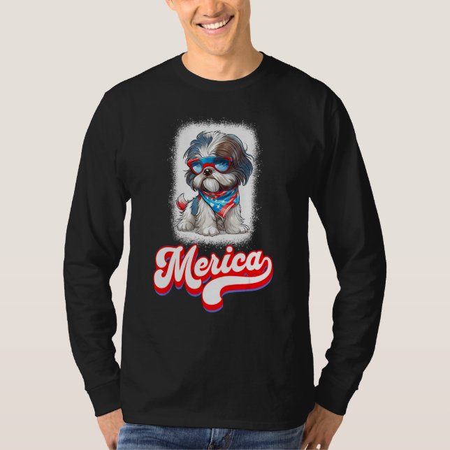 4th Of July Cute Shih Tzu Puppy Dog T-Shirt (Vorderseite)