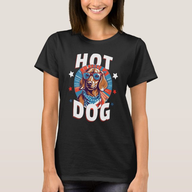 4th of July  Dachsund Weiner Dog Weenie USA Americ T-Shirt (Vorderseite)