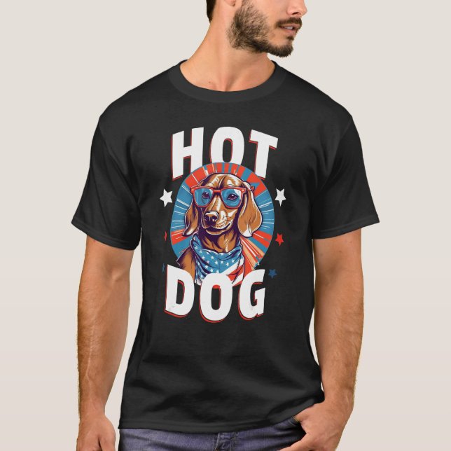 4th of July  Dachsund Weiner Dog Weenie USA Americ T-Shirt (Vorderseite)