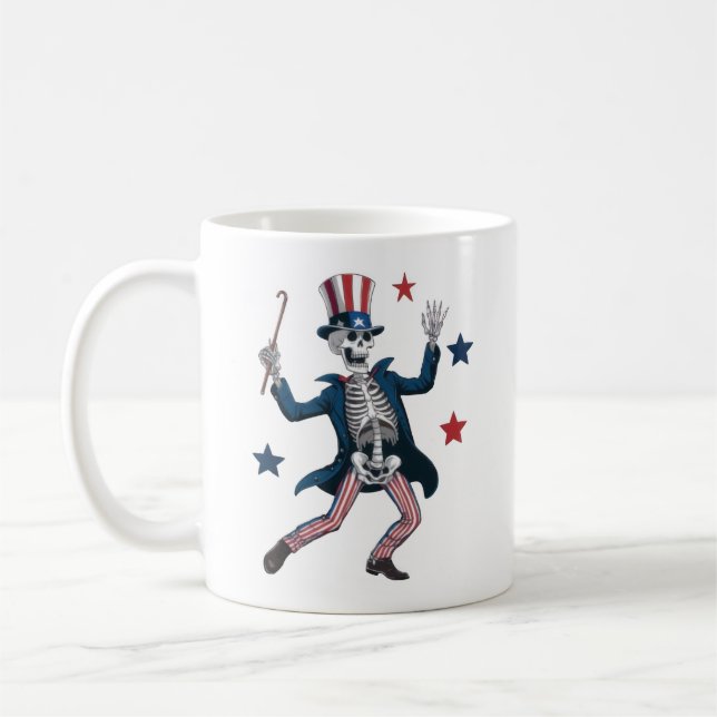 4th of July Dancing Skeleton Kaffeetasse (Links)