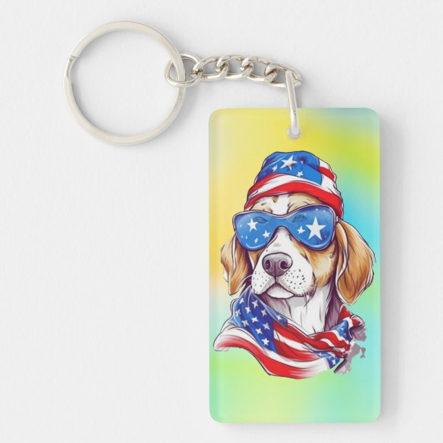 4th Of July Dog Sublimation-66361 Schlüsselanhänger (Vorderseite)