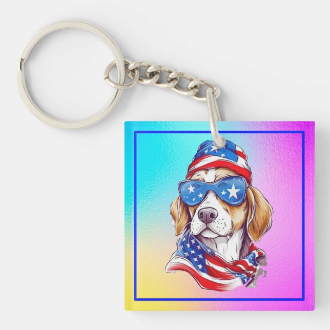 4th Of July Dog Sublimation-66361 Schlüsselanhänger (Vorderseite)