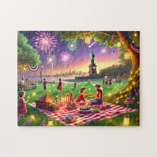 4th of July Family Picnic Statue of Liberty (Horizontal)