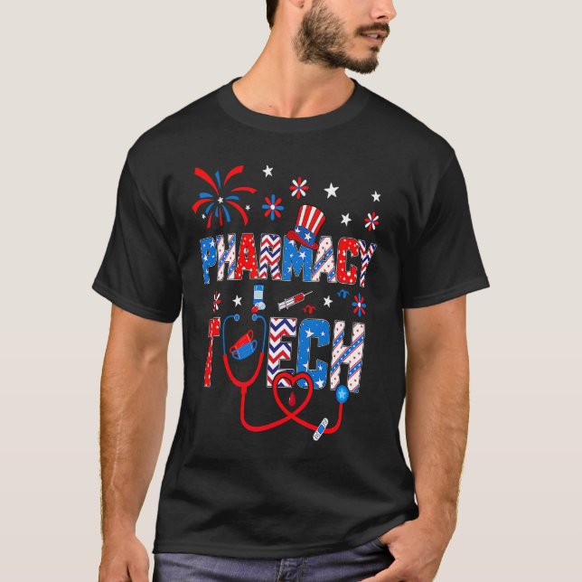 4th Of July For Women Stethoscope Pharmacy Tech Nu T-Shirt (Vorderseite)