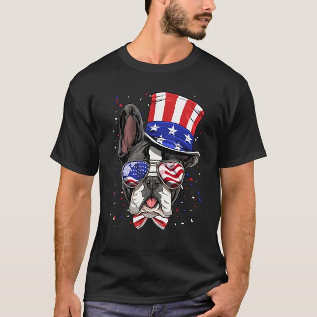 4th of July French Bulldog Patriotic American USA  T-Shirt (Vorderseite)
