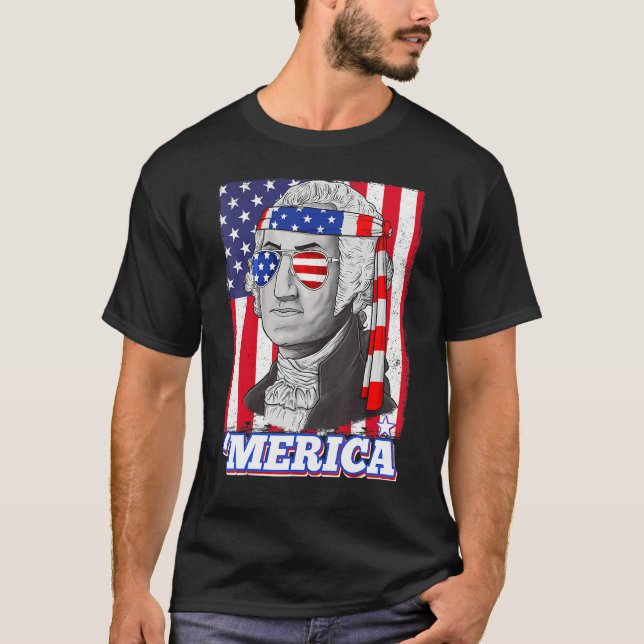 4th Of July George Washington Patriotic Merica Fla T-Shirt (Vorderseite)