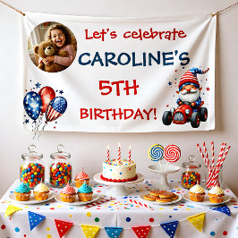 4th Of July Gnome Kid's Birthday Banner