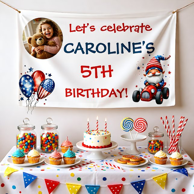 4th Of July Gnome Kid's Birthday  Banner (Von Creator hochgeladen)