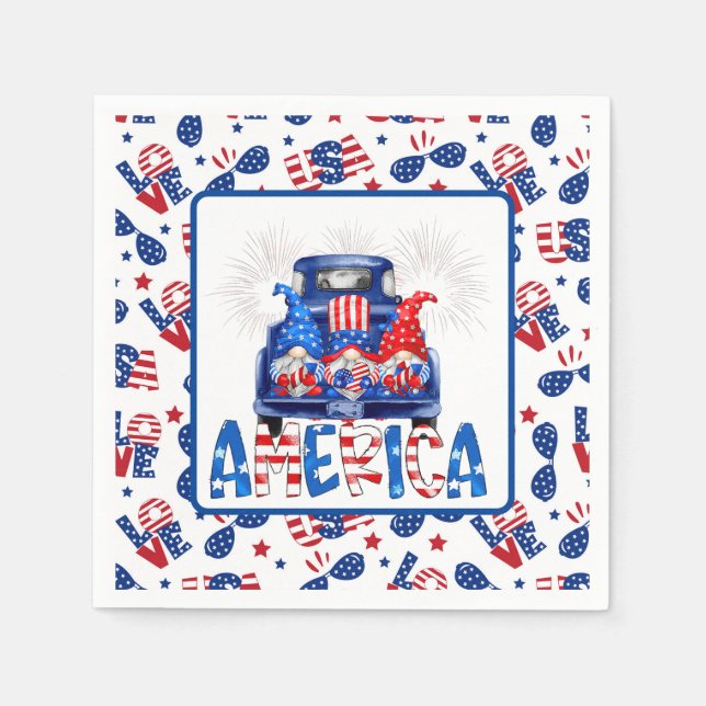 4th Of July Gnomes Serviette (Vorderseite)