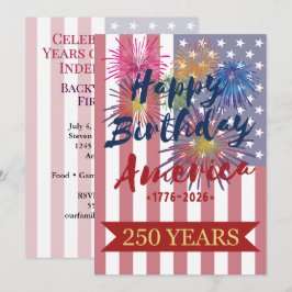 4th of July Happy Birthday America USA 250th Einladung