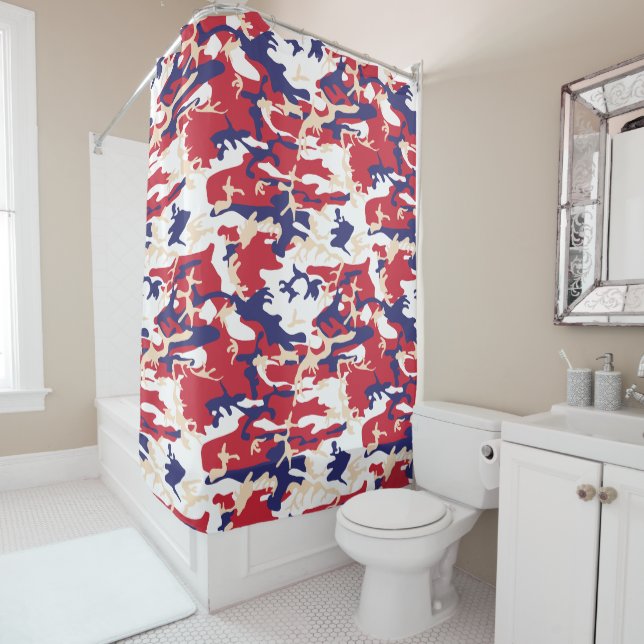 4th of July, Independence day, Camouflage Beige Duschvorhang (Beispiel)
