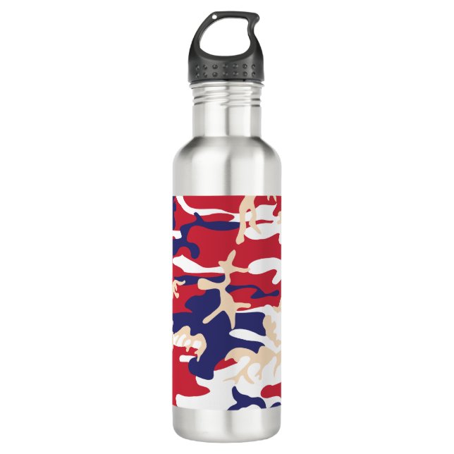 4th of July, Independence day, Camouflage Beige Edelstahlflasche (Vorderseite)