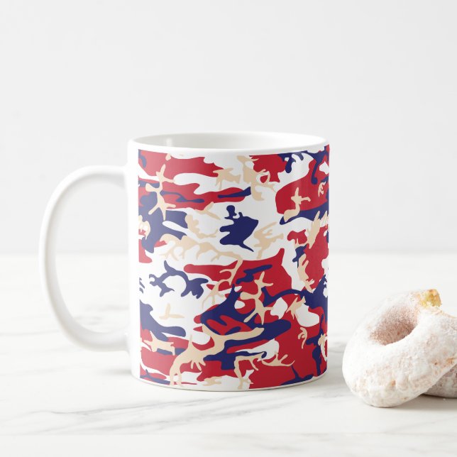 4th of July, Independence day, Camouflage Beige Kaffeetasse (Mit Donut)