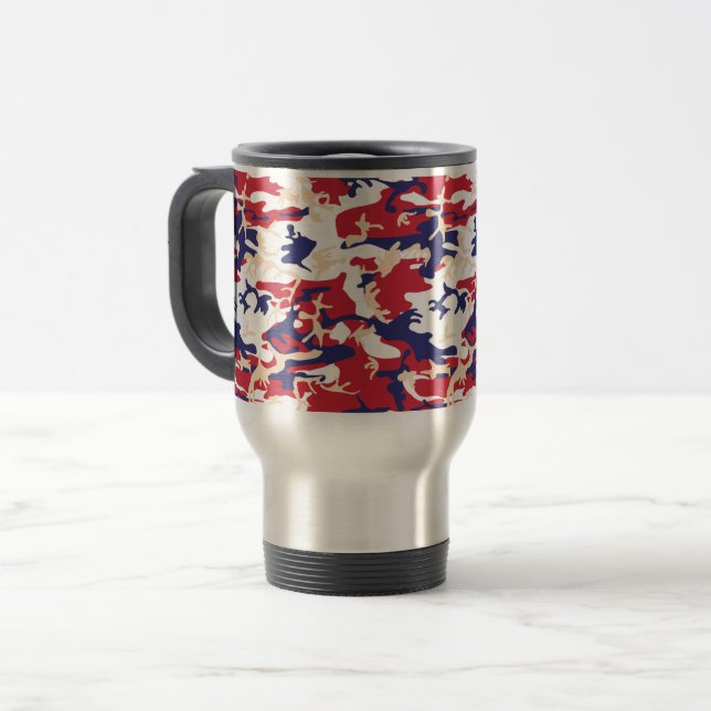 4th of July, Independence day, Camouflage Beige Reisebecher (Vorderseite Links)