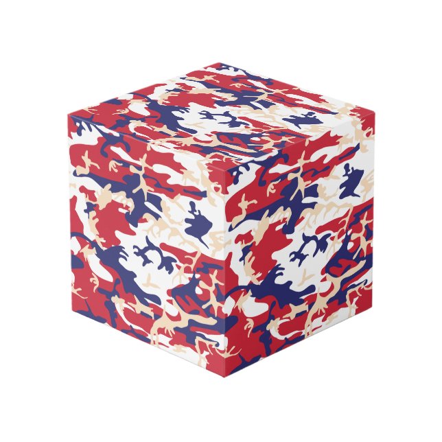 4th of July, Independence day, Camouflage Beige Würfel (Vorderseite Schrägansicht)