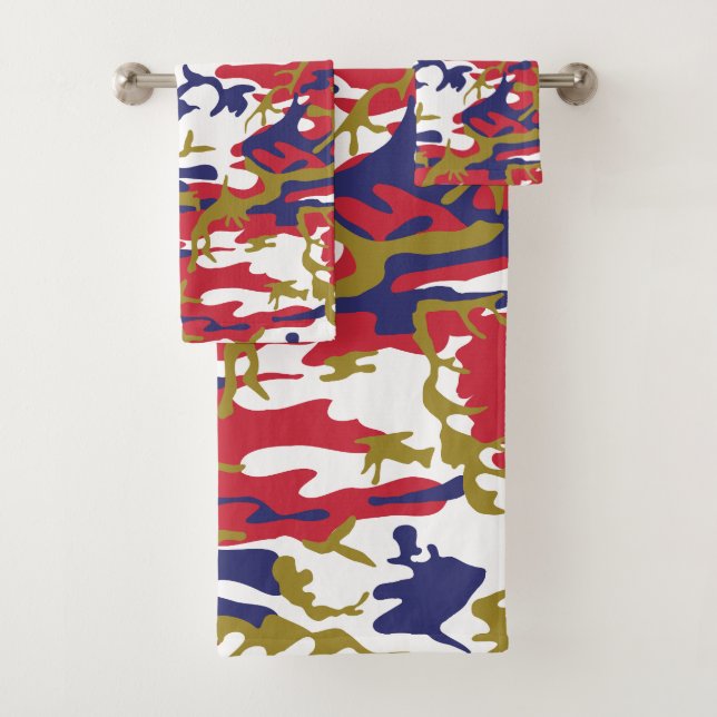 4th of July, Independence day, Camouflage Gold Badhandtuch Set (Insitu)