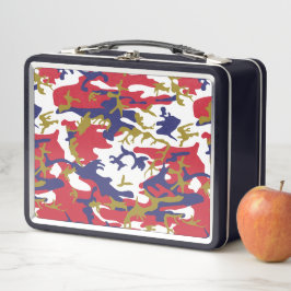 4th of July, Independence day, Camouflage Gold Metall Brotdose