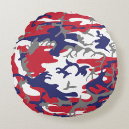 4th of July, Independence day, Camouflage Gray Rundes Kissen