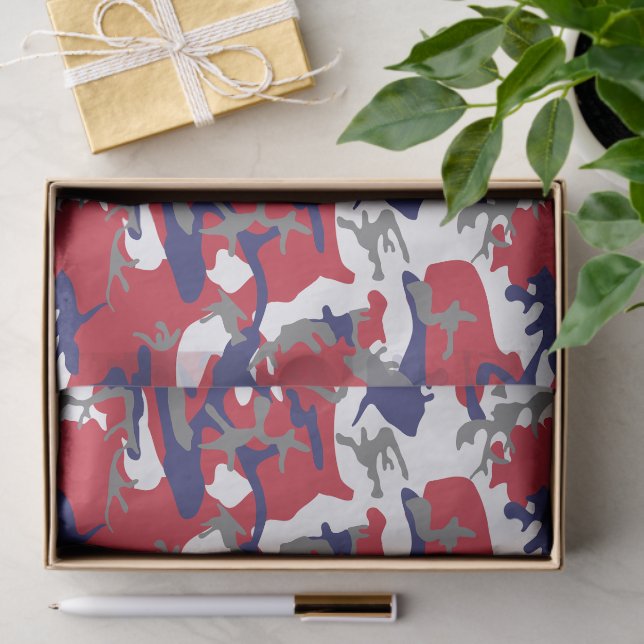 4th of July, Independence day, Camouflage Gray Seidenpapier (Geschenk)