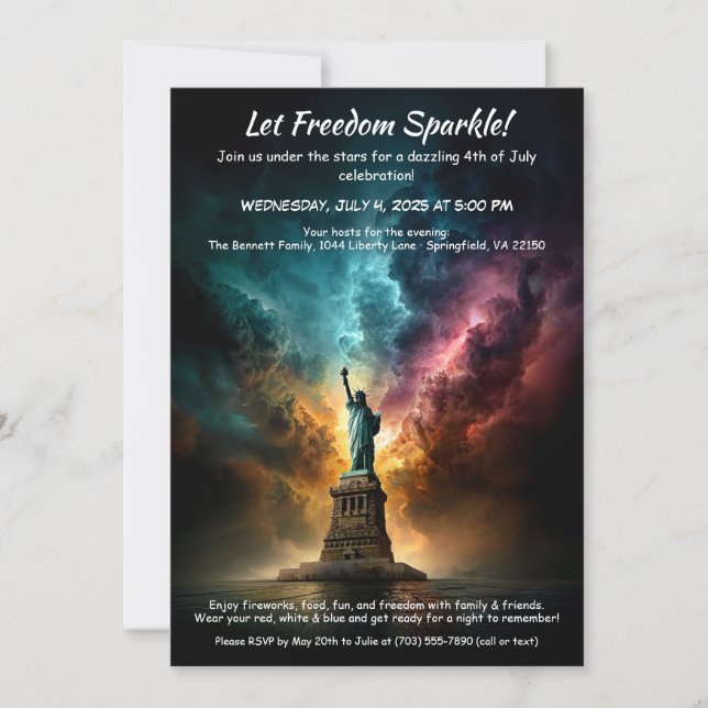 4th of July Invitation – Statue of Liberty  Einladung (Vorderseite)