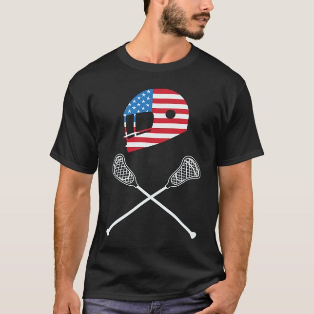 4th Of July Lacrosse American Flag Patriotic T-Shirt (Vorderseite)