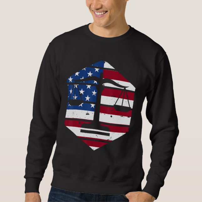 4th Of July Lawyer Attorney US Flag Scale Of Justi Sweatshirt (Vorderseite)