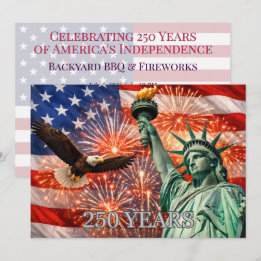 4th of July Liberty Eagle Fireworks USA 250th Einladung