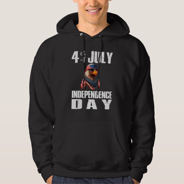 4th Of July Merica Bald Eagle USA Flag Independenc Hoodie (Vorderseite)