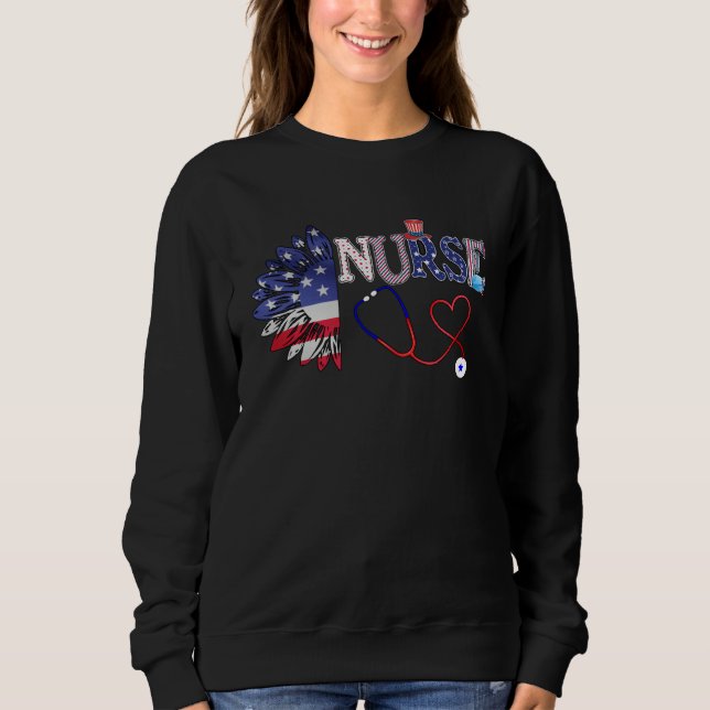 4th of July nursing for women stethoscope nurse gr Sweatshirt (Vorderseite)
