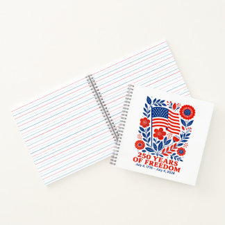 4th of July Patriotic 250th Anniversary 250 Years  Notizbuch
