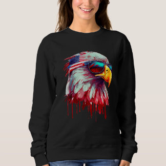 4th Of July Patriotic Bald Eagle Cool Sunglasses Sweatshirt