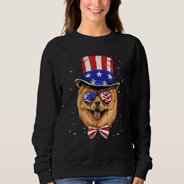 4th of July Patriotic Chow Chow American USA Flag  Sweatshirt (Vorderseite)