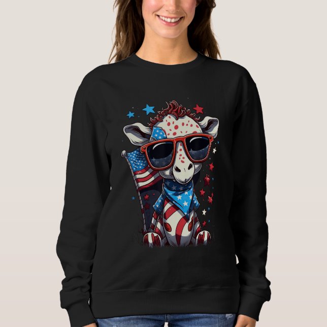 4th of July Patriotic Giraffe US Flag Sweatshirt (Vorderseite)