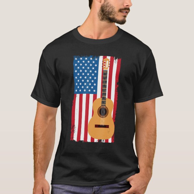 4th Of July Patriotic Guitarist American Flag Guit T-Shirt (Vorderseite)