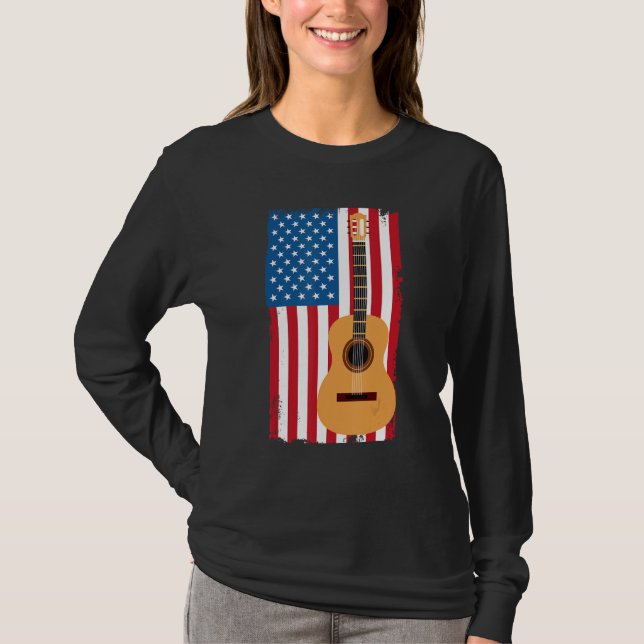4th Of July Patriotic Guitarist American Flag Guit T-Shirt (Vorderseite)