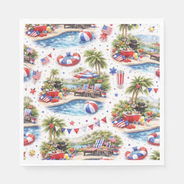 4th of July Pool Party in Florida Serviette (Vorderseite)