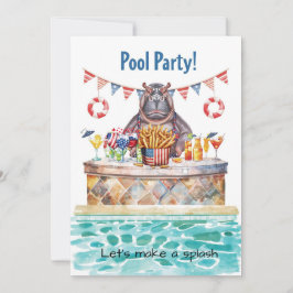 4th of July Pool Party with Hippo  Einladung