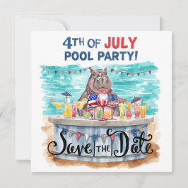 4th of July Pool Party with Hippo  Save The Date