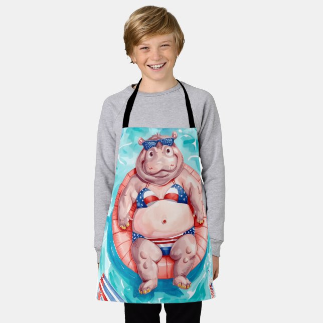 4th of July Pool Party with Hippo  Schürze (Getragen)