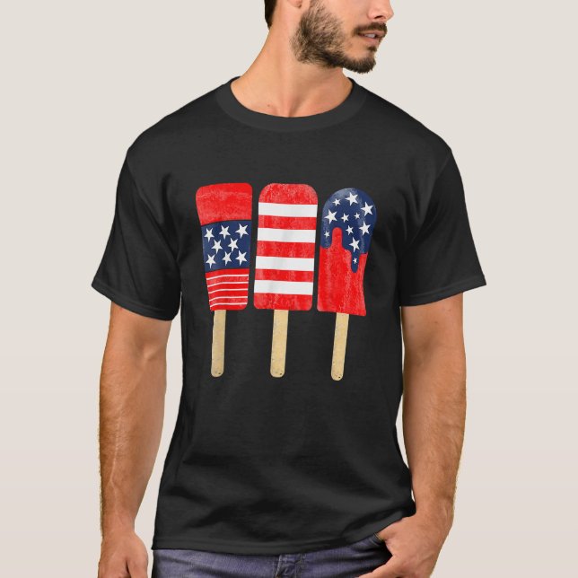 4th of July Popsicle Red White Blue American Flag  T-Shirt (Vorderseite)